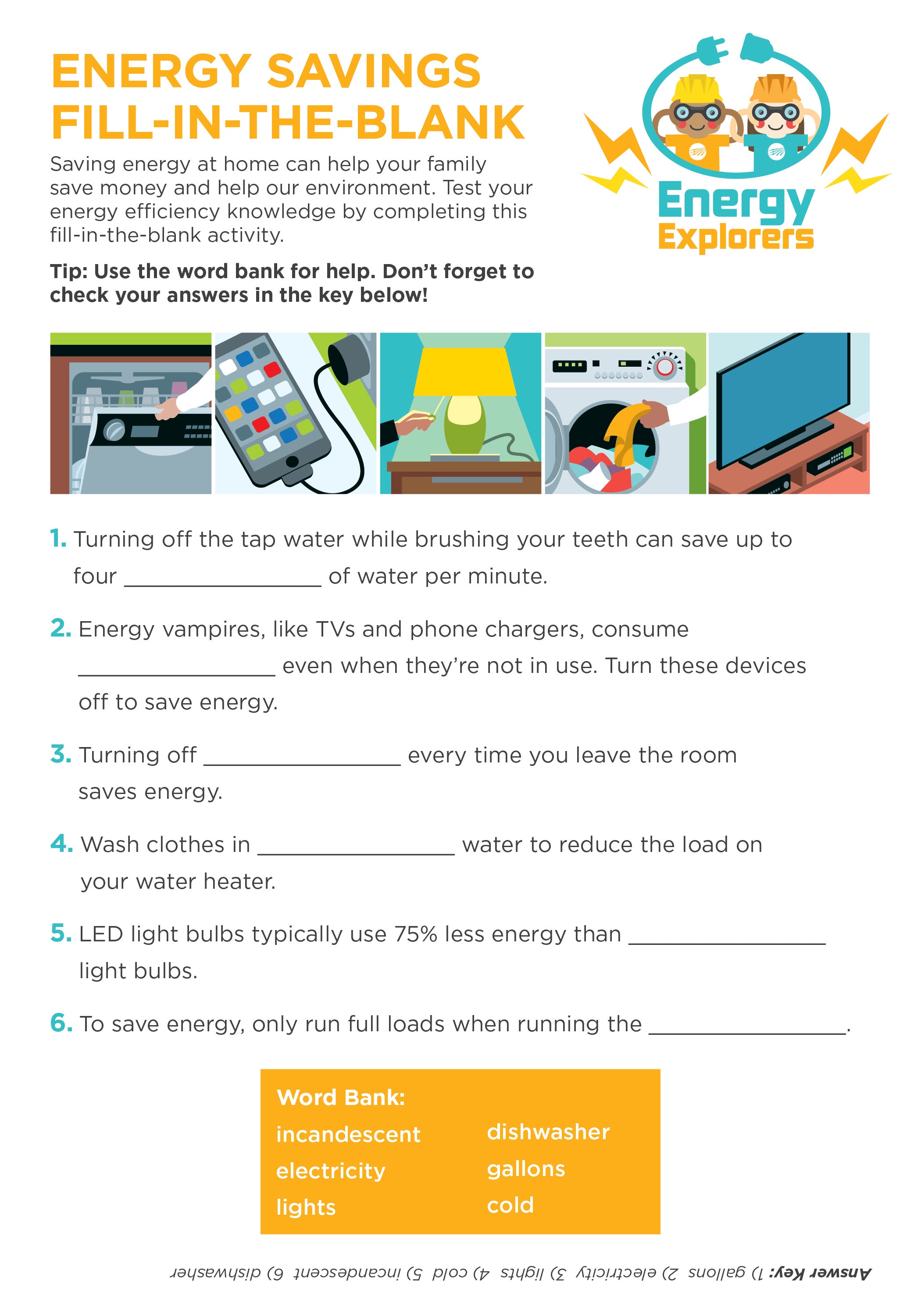 Energy Savings Fill In The Blank