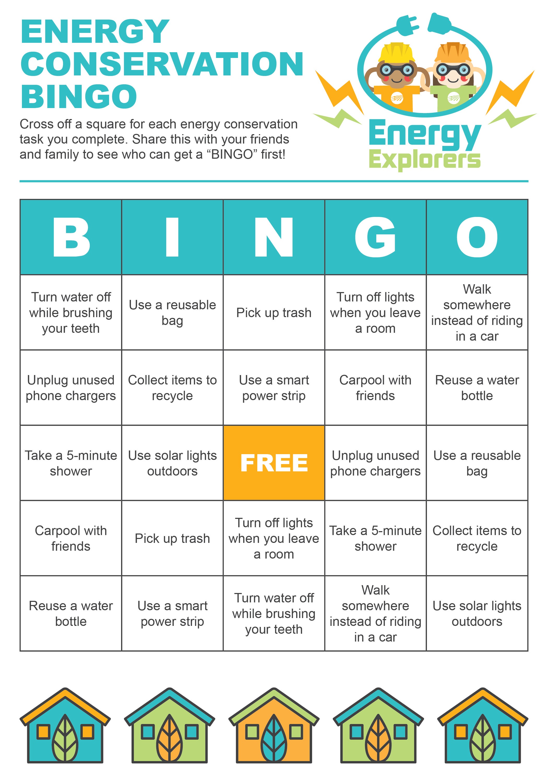 Energy Conservation Bingo